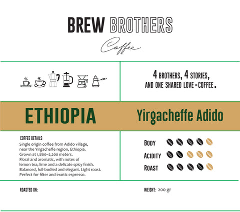 פולי קפה אתיופיה יירגשף אדידו - קפה חד זני פרחוני