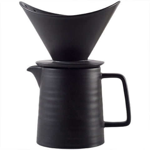 סט דריפר וכוס מחרסינה מעוצב בצבע שחור 500 מ"ל