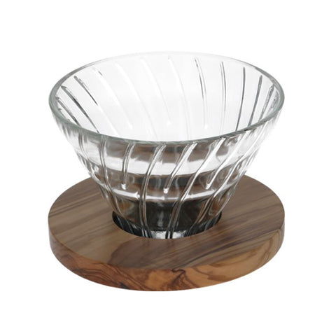 דריפר זכוכית  עם תושבת עץ להכנת קפה פילטר 1-4 כוסות HARIO