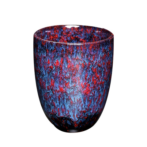 כוס קפה יוקרתית מחרסינה 250 מ"ל בצבעי אדום וכחול