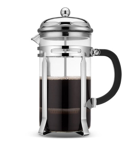 פרנץ פרס מנירוסטה 350 מ"ל - מיכל זכוכית עם מסגרת נירוסטה וידית פלסטיק מהודר