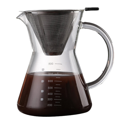 CHEMEX כד זכוכית בגובה 210 מ"מ להכנת קפה פילטר 800 מ"ל עם פילטר רב פעמי תואם