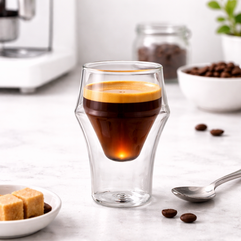 כוס אספרסו כפולה מעוצבת 300 מ"ל 15 ס"מ גובה